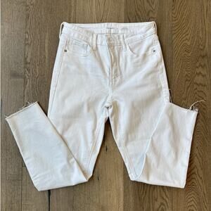 Old Navy White High-rise Rockstar Super Skinny Jeans Raw Hem Denim Size 6